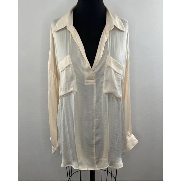 Free People, Starry Dreams Pull-Over, High/Low Oversized Long Sleeve Popover. - Picture 1 of 8